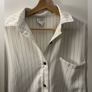 Princess polly white pinstripe button down long sleeve